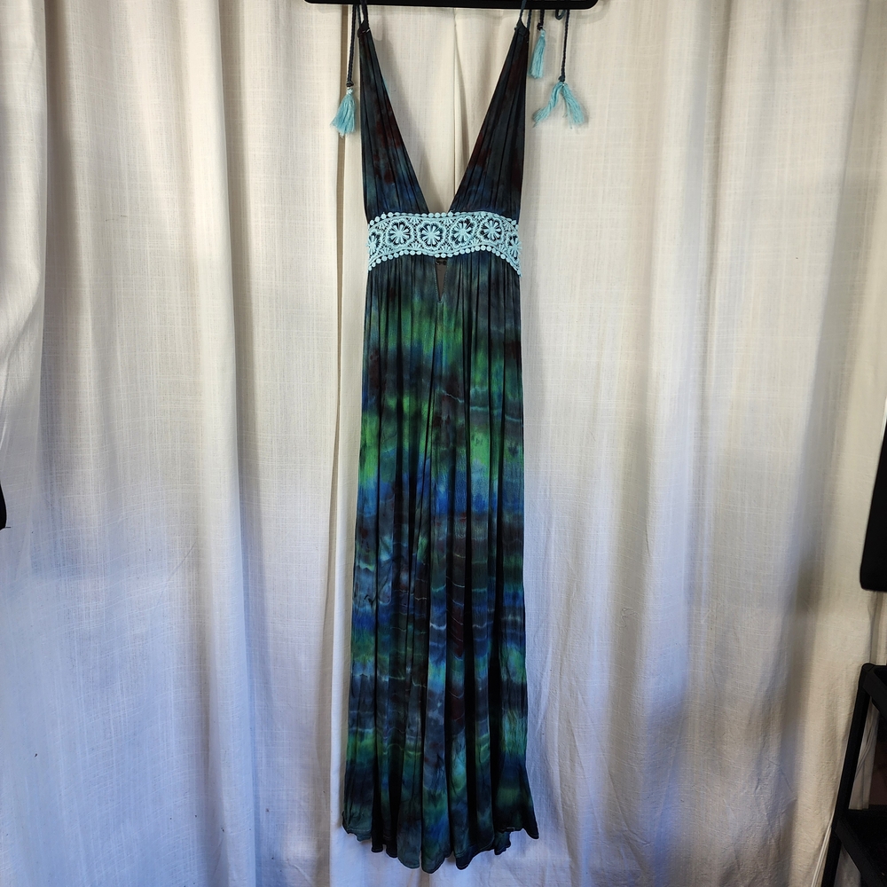 Fashion Nova Tie-Dye Jumpsuit with Blue Accents